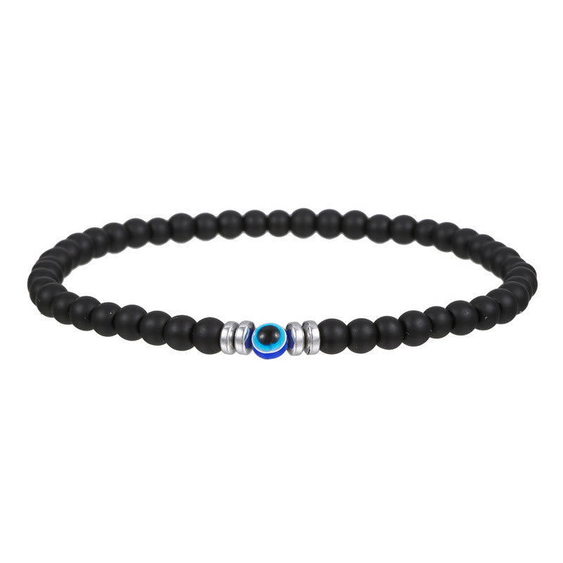 Herrenarmband aus Naturstein mit bösem Blick und Perlen
