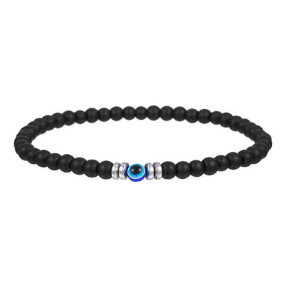 Herrenarmband aus Naturstein mit bösem Blick und Perlen