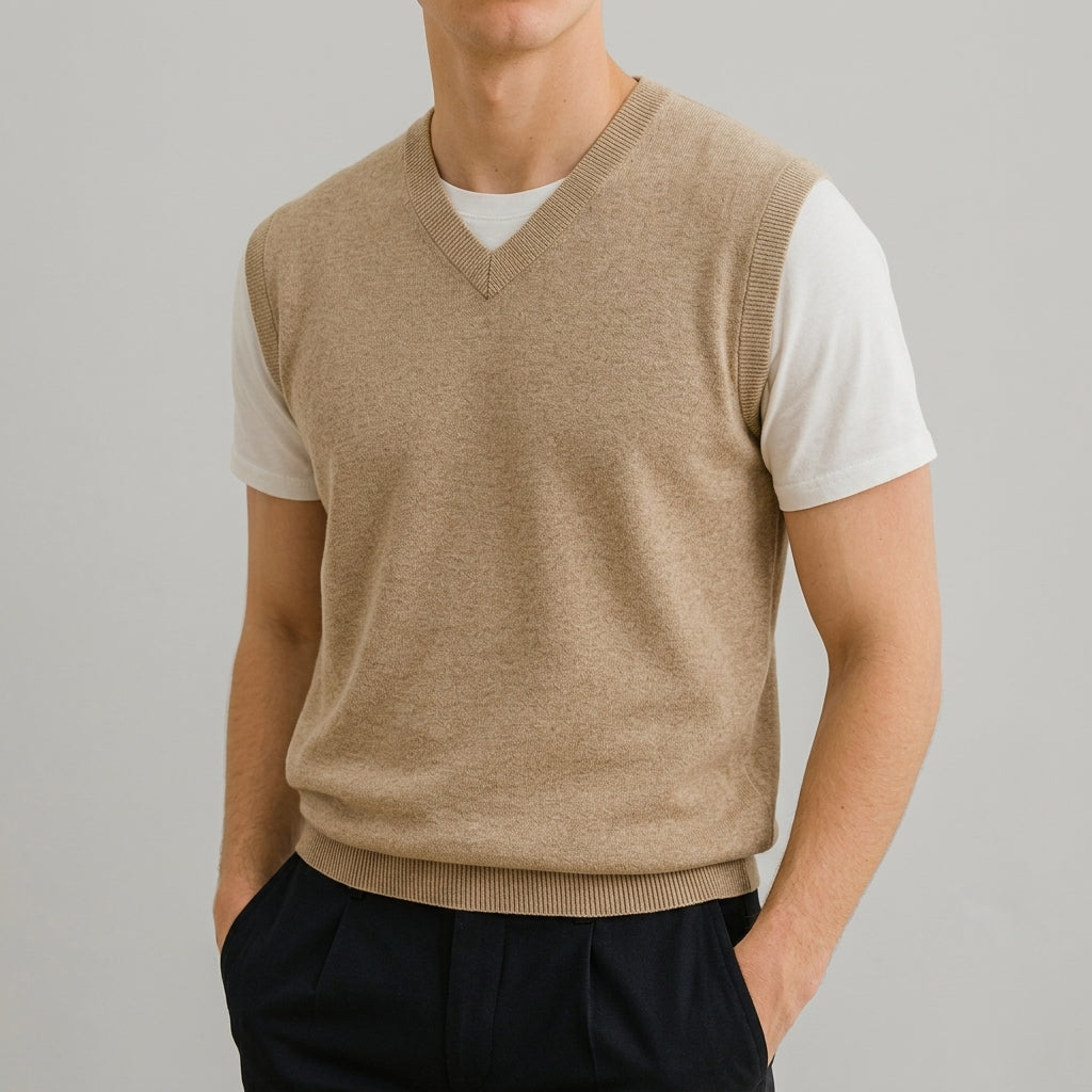 Gestrickter Pullunder mit V-Ausschnitt für moderne Lagenlooks