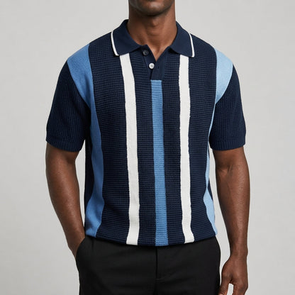 Gestreiftes Poloshirt Mit V Ausschnitt