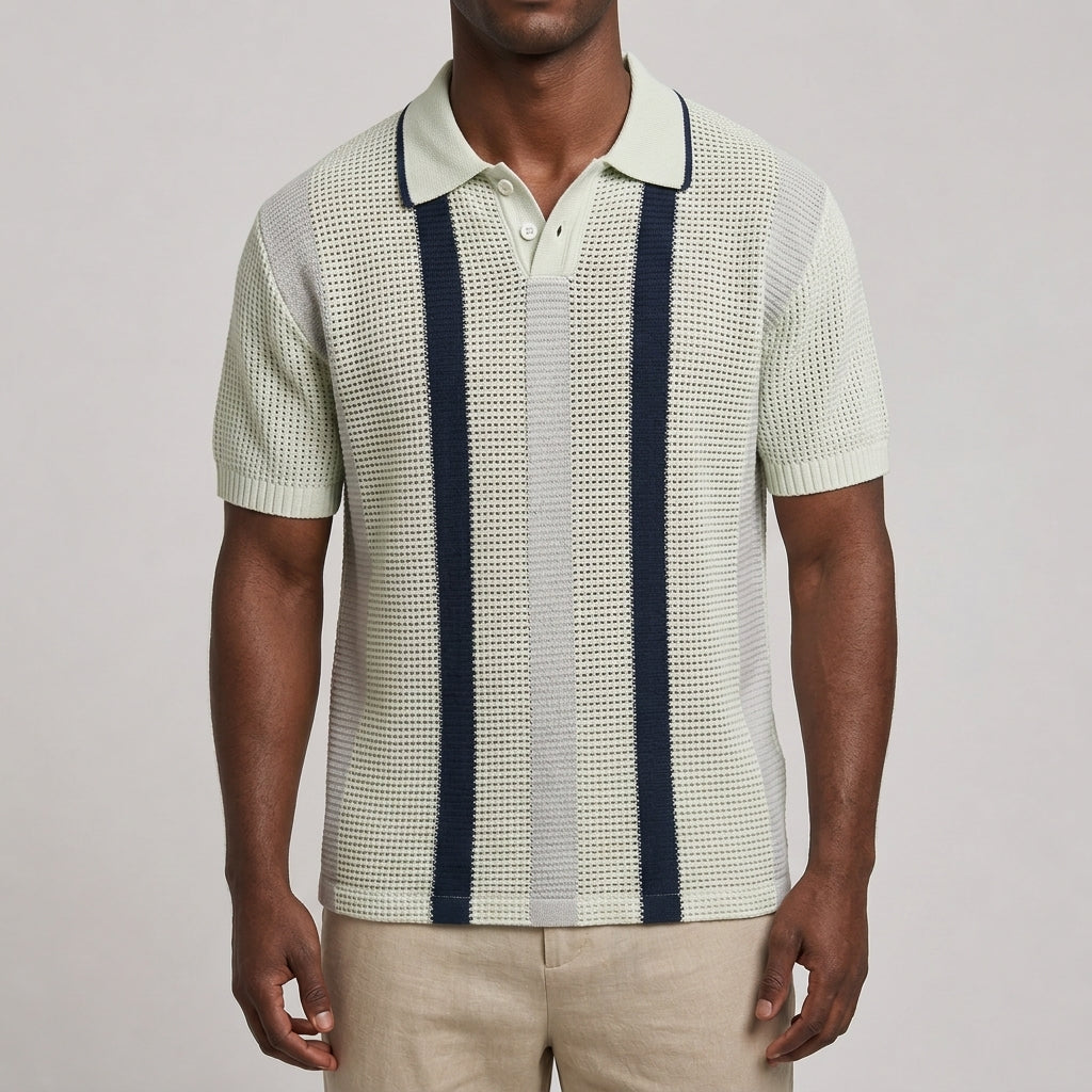Gestreiftes Poloshirt Mit V Ausschnitt