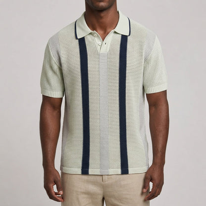 Gestreiftes Poloshirt Mit V Ausschnitt