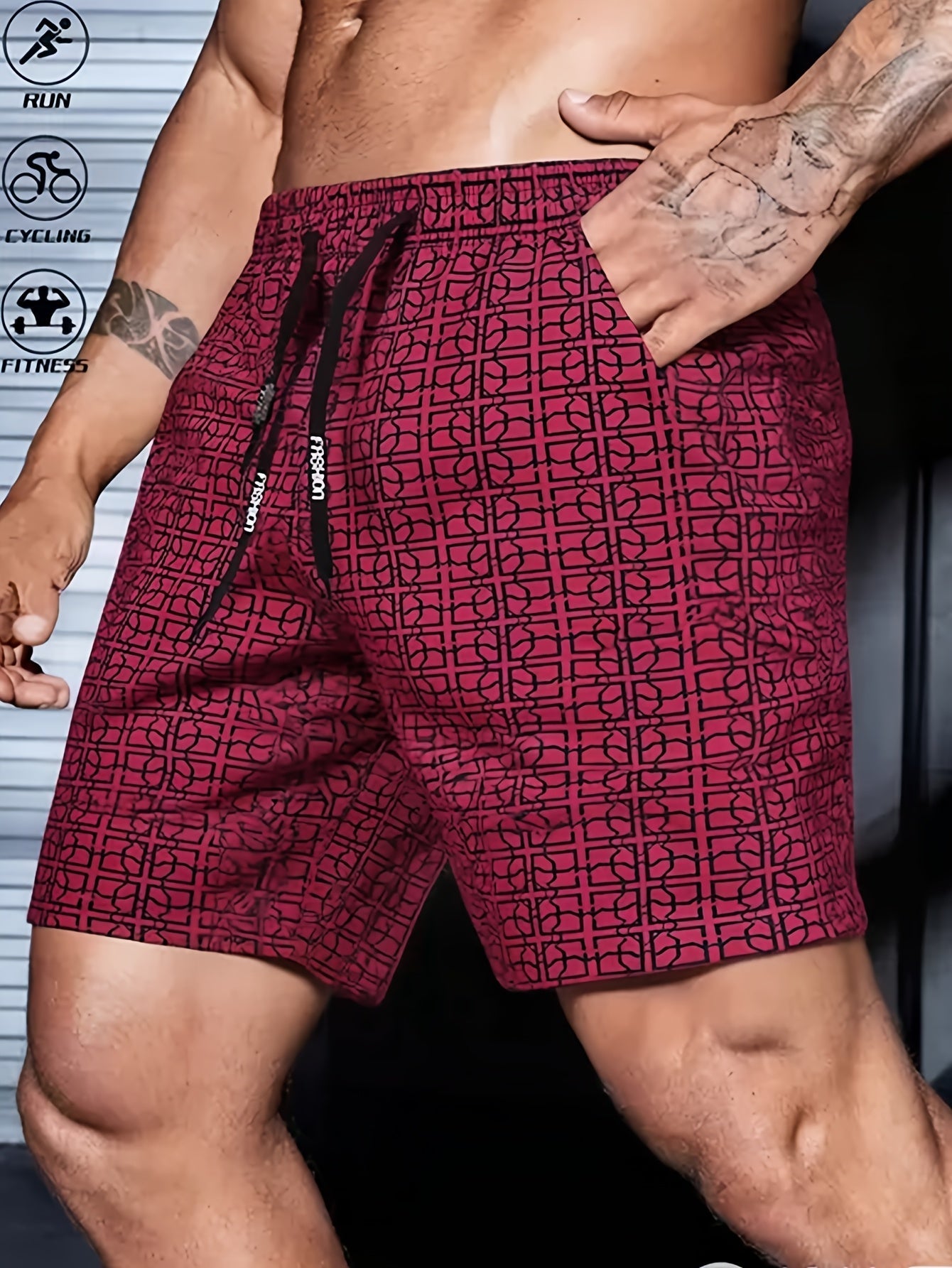 Herren Cargo-Shorts mit Kettenprint und Tunnelzugbund in Vorderansicht