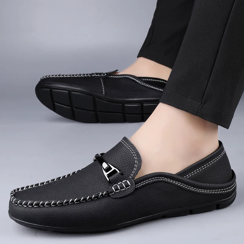 Lederloafer mit weichem, strukturiertem Design
