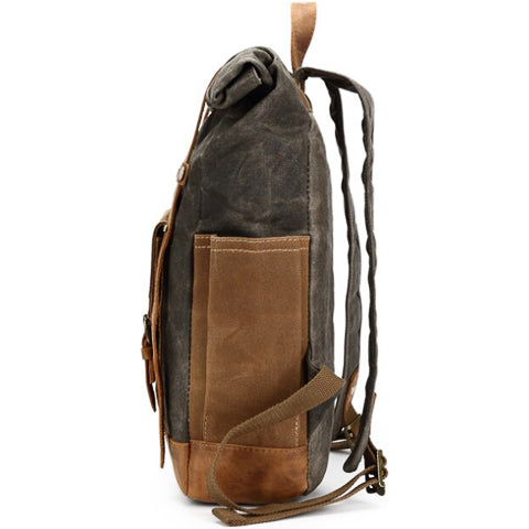 Tom Hollinger |  Wasserdichter Canvas Rucksack mit Rollverschluss im Vintage-Stil