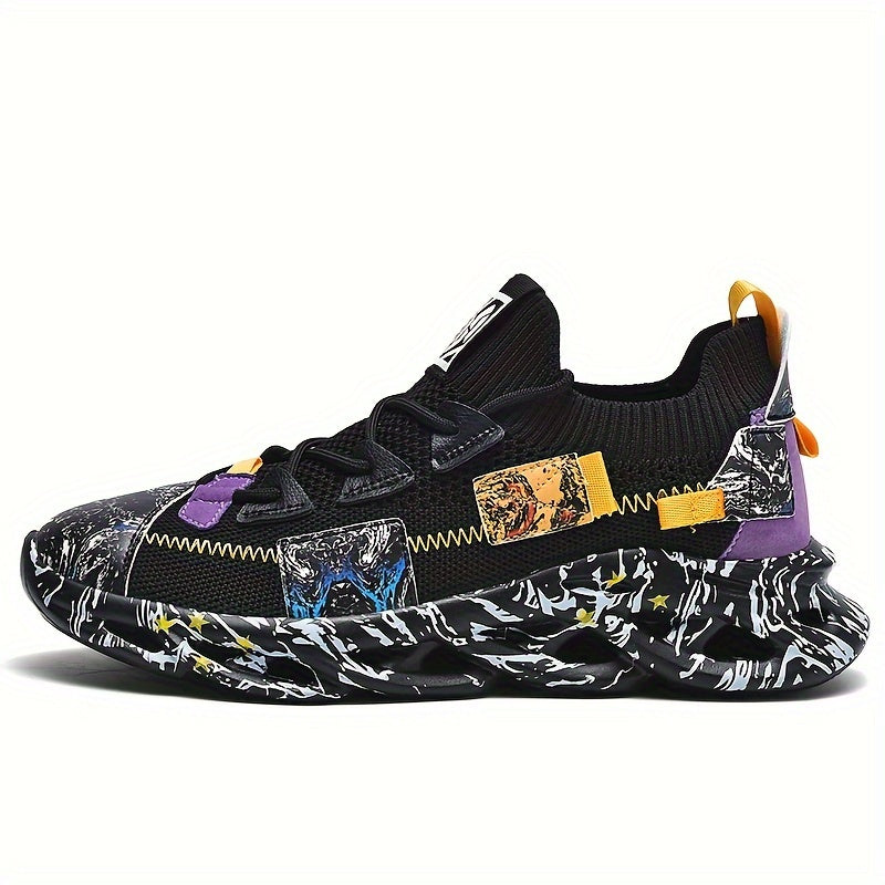 Unisex Sneaker mit Print und Blade-Sohle aus schräger Vorderansicht