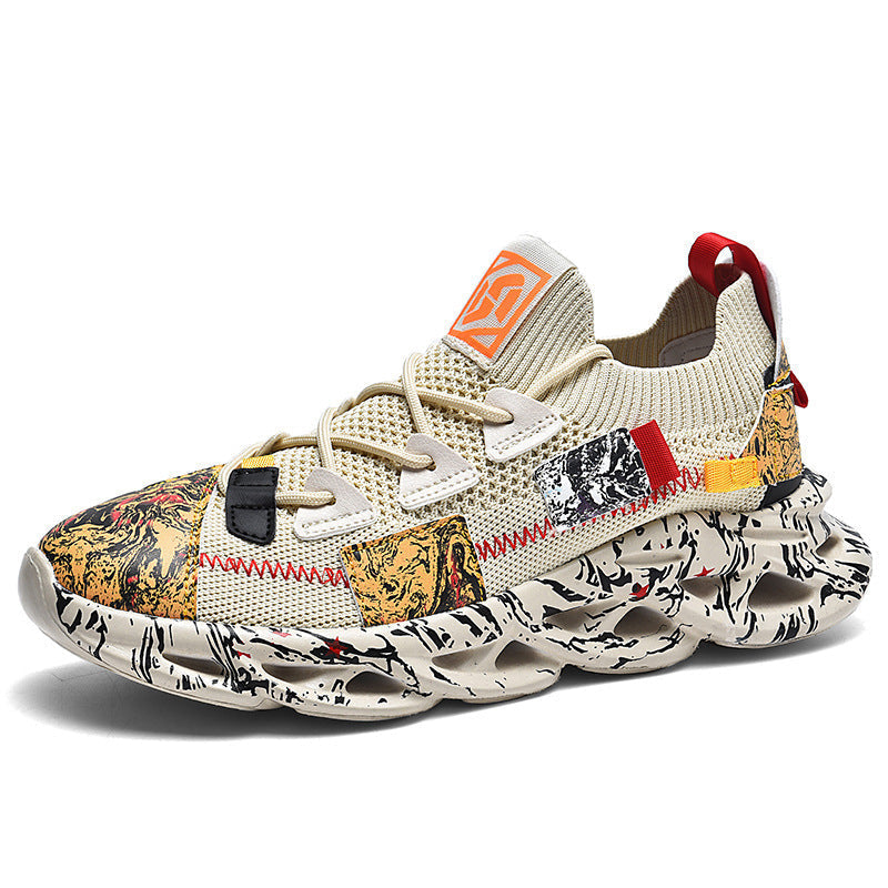 Unisex Sneaker mit Schnürung und Print aus Vorderansicht
