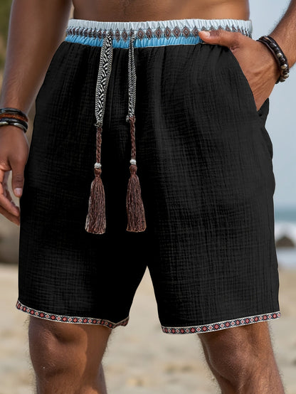Herren Leinenmix Shorts in ganzer Länge am Model