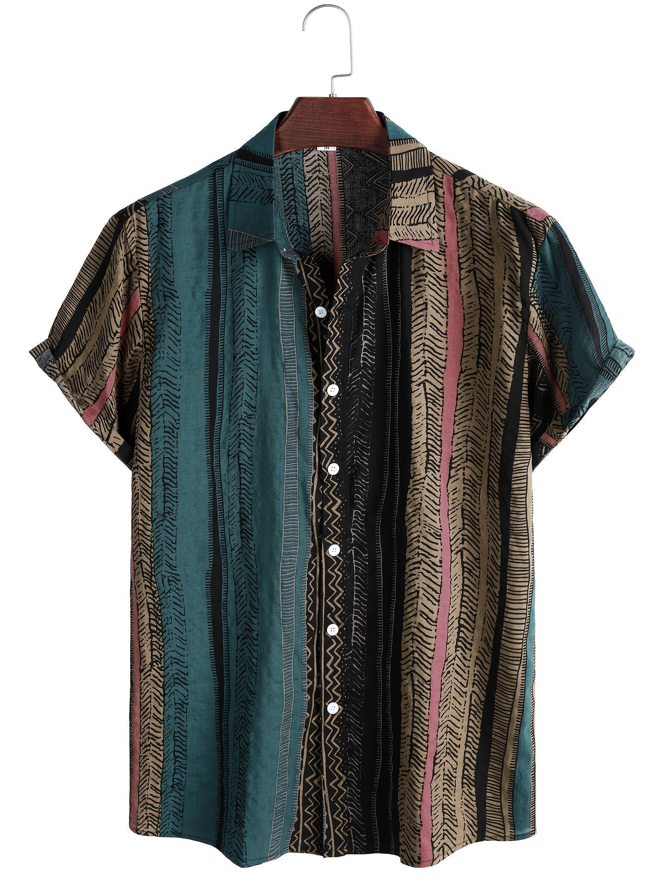 Herren Kurzarmhemd Patchwork Mit Campkragen