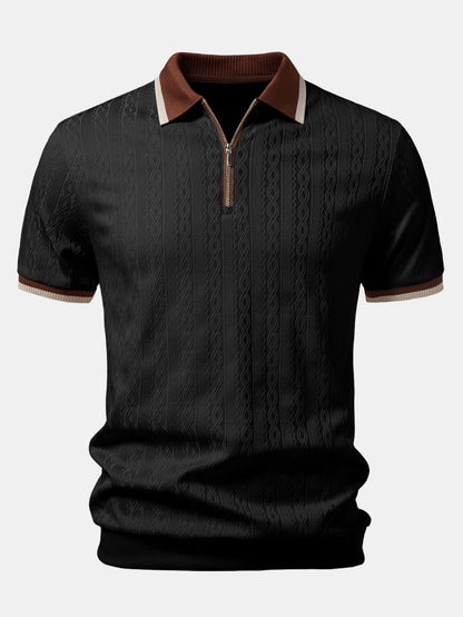 Herren Strick Polohemd Mit Reissverschluss Regular Fit
