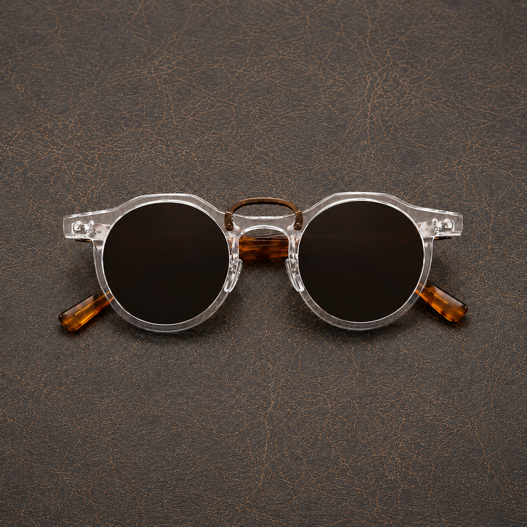 Unisex Sonnenbrille mit rundem Rahmen in vollständiger Produktansicht