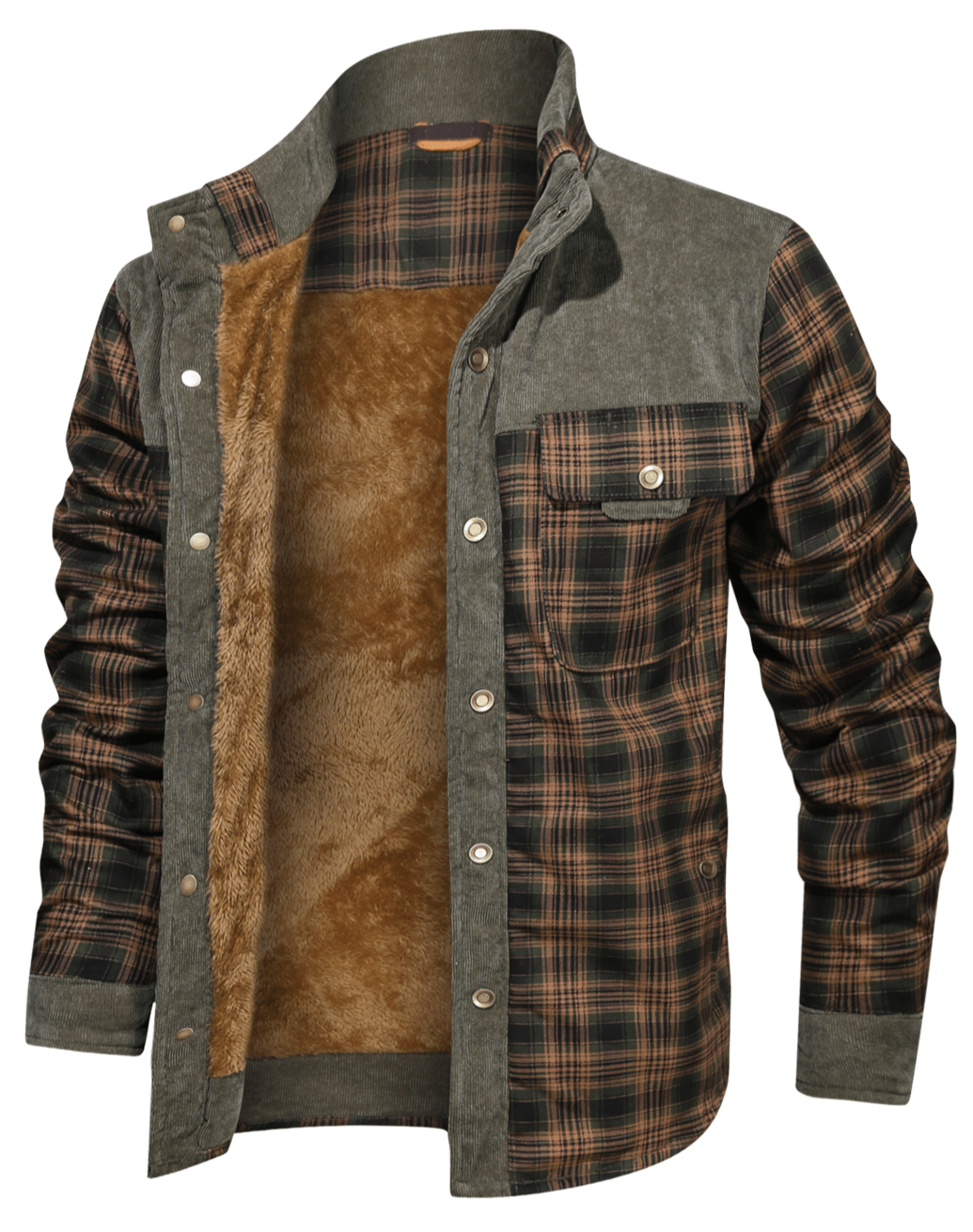 Karierte Flanelljacke mit weichem Kunstfellfutter in einer Designvariante