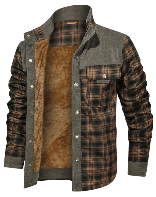 Karierte Flanelljacke mit weichem Kunstfellfutter in einer Designvariante