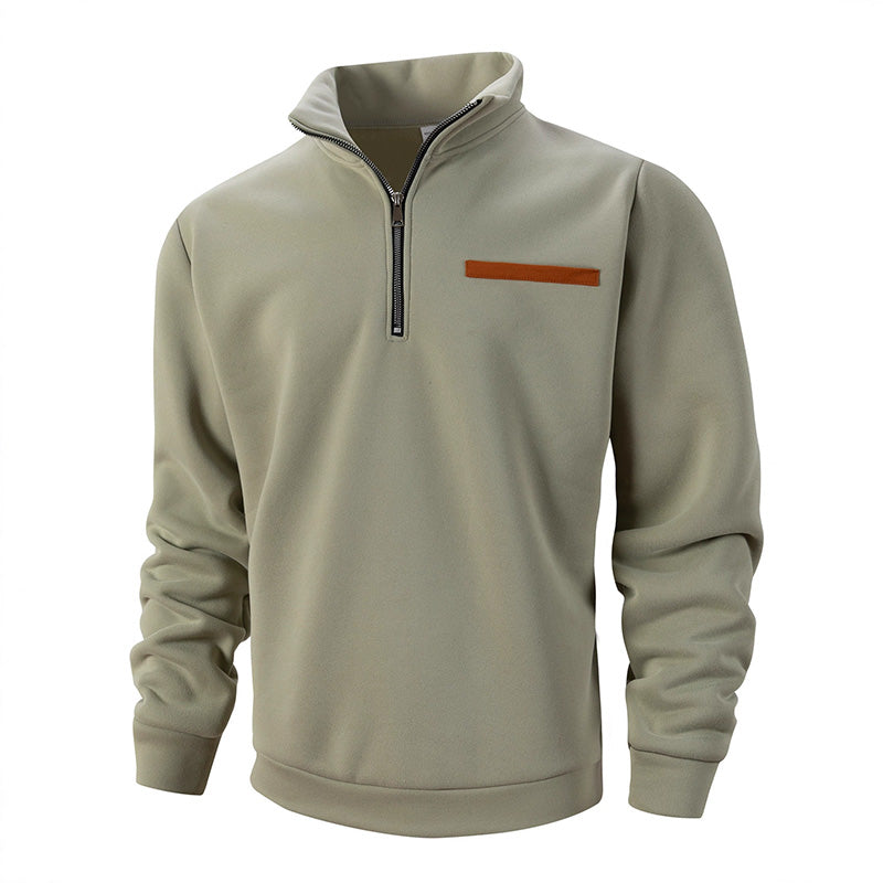 Herren Polyester Langarmshirt mit halbem Reißverschluss