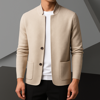 Tom Hollinger | Herren Strickcardigan mit Stehkragen und aufgesetzten Taschen