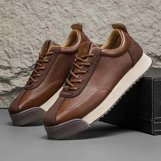 Tom Hollinger | Leder Gepolsterte Sneaker Braun und Schwarz