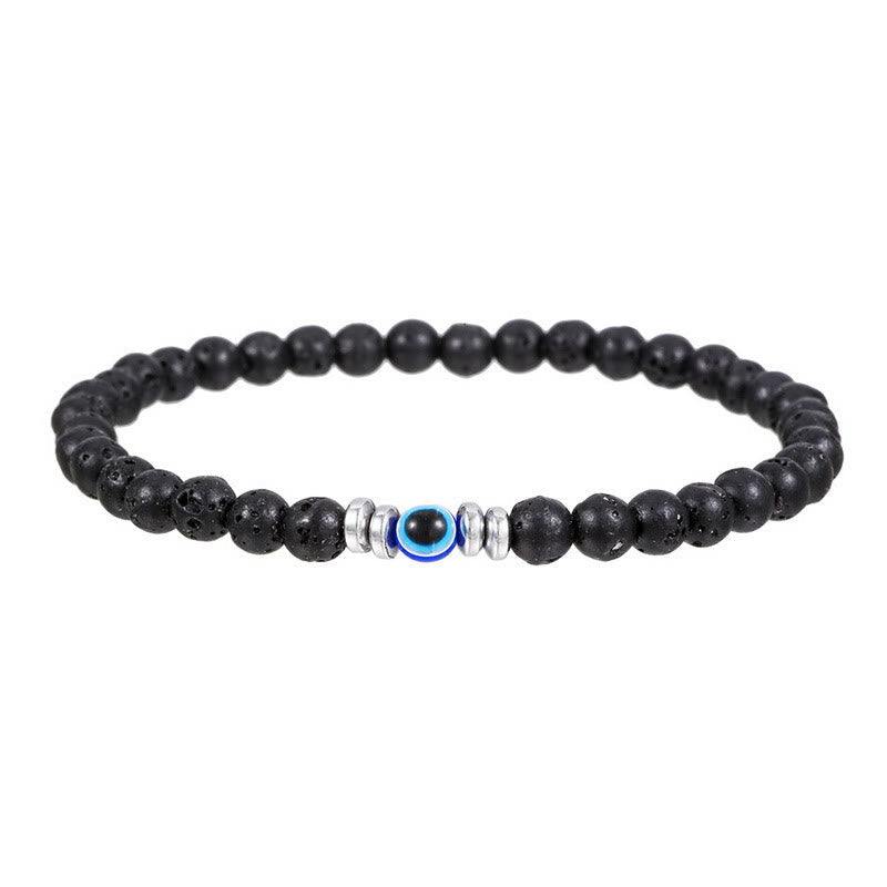 Herrenarmband aus Naturstein mit bösem Blick und Perlen
