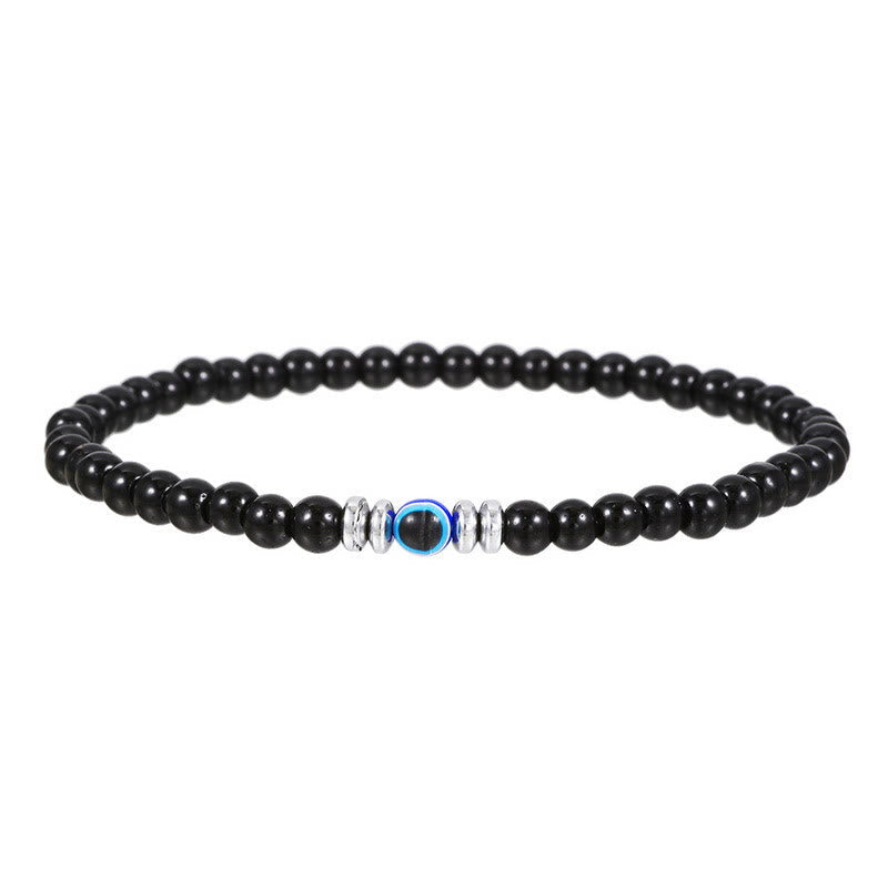 Herrenarmband aus Naturstein mit bösem Blick und Perlen