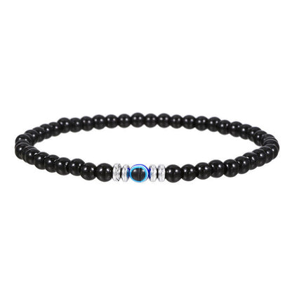 Herrenarmband aus Naturstein mit bösem Blick und Perlen