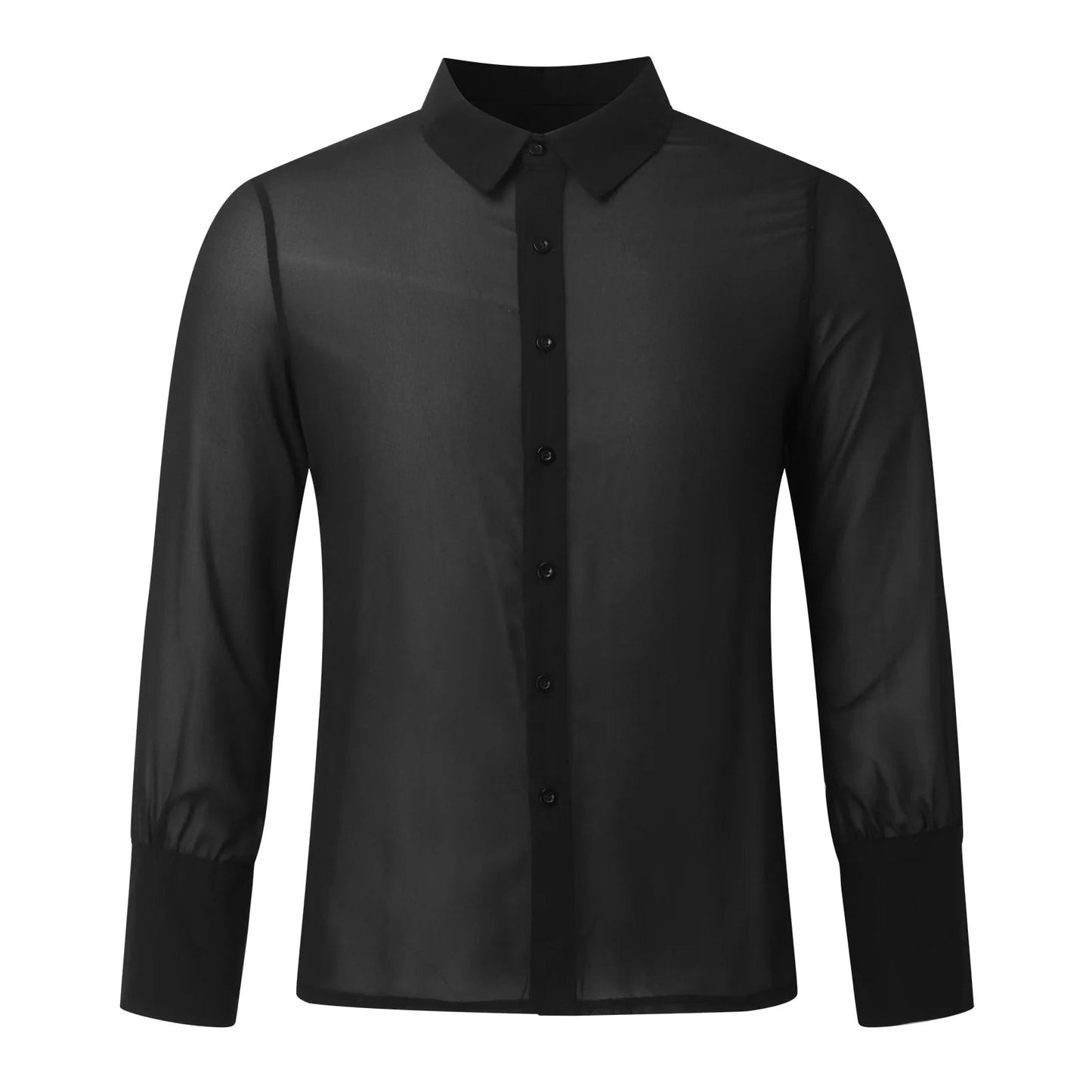 Herren Slim Fit Mesh Langarmshirt Schwarz