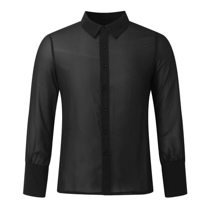 Herren Slim Fit Mesh Langarmshirt Schwarz