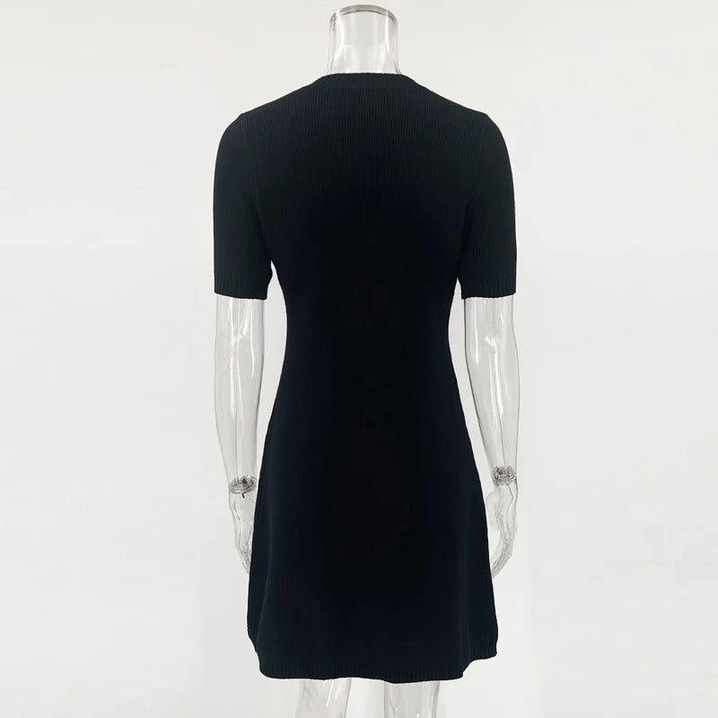 Tom Hollinger | Strickkleid mit Knopfleiste und Kurzarm