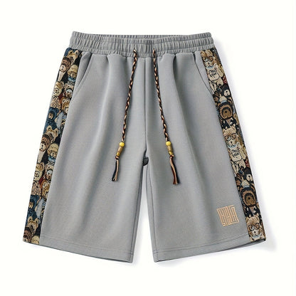 Unisex Shorts im Relaxed Fit mit bestickten Seitenpanelen, Vorderansicht