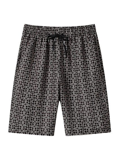 Nahaufnahme des Stoffes und Prints der Herren Cargo-Shorts
