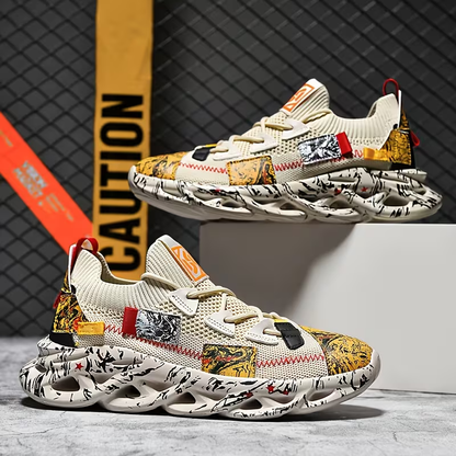 Unisex Sneaker aus seitlicher Perspektive mit auffälligem Sohlenprofil