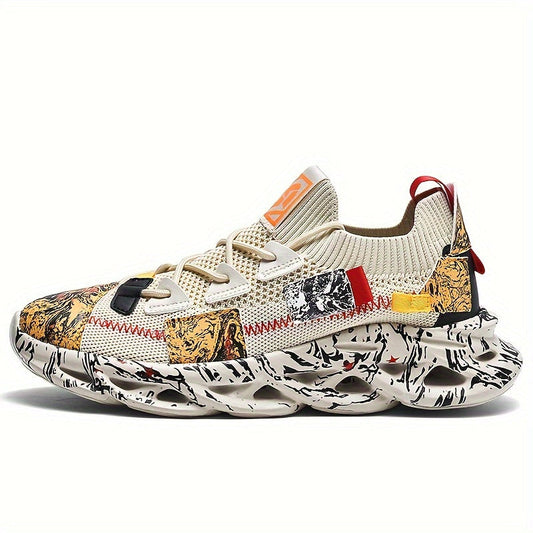 Unisex Sneaker mit Print und markanter Blade-Sohle in Seitenansicht