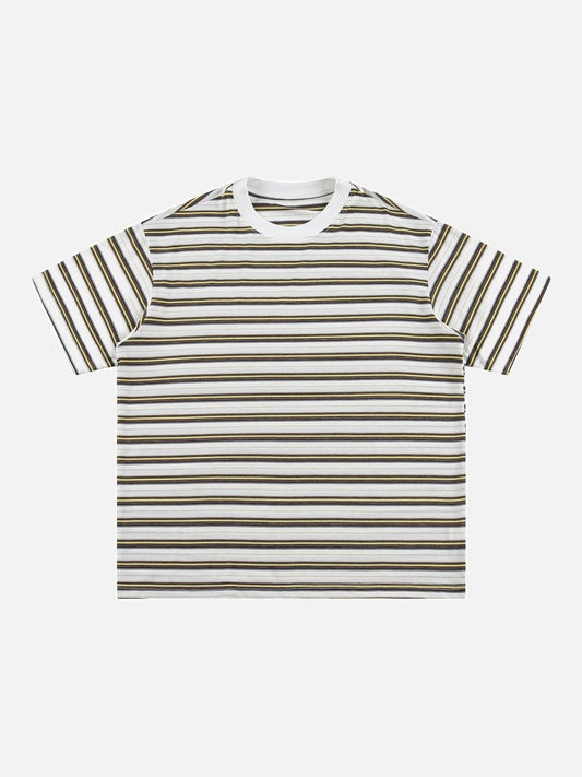 Tom Hollinger | Lässiges gestreiftes Strick-T-Shirt in Braun und Gold