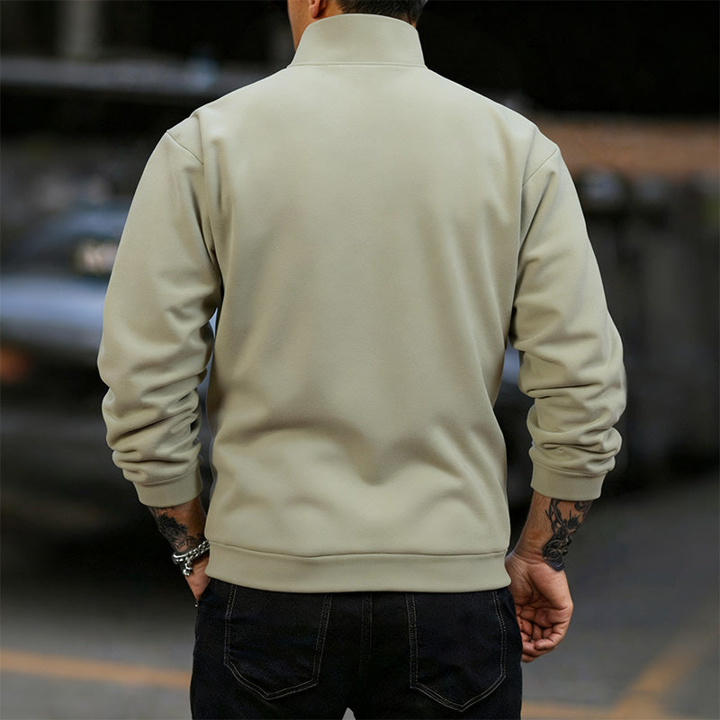 Herren Polyester Langarmshirt mit halbem Reißverschluss