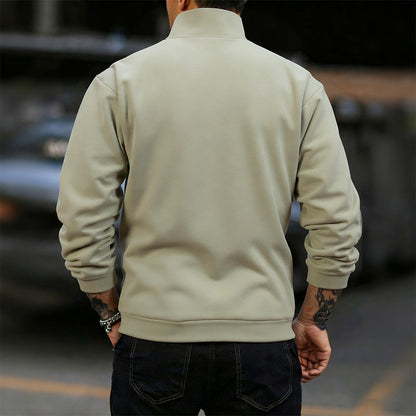 Herren Polyester Langarmshirt mit halbem Reißverschluss