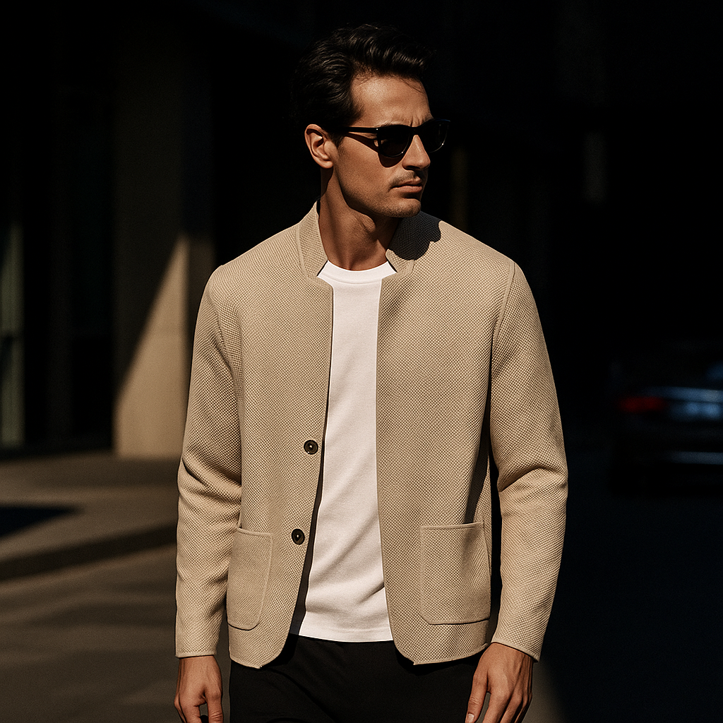 Tom Hollinger | Herren Strickcardigan mit Stehkragen und aufgesetzten Taschen
