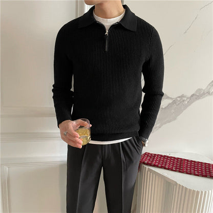 Herren Halbzip-Strickpullover aus Baumwolle in stilvoller Produktansicht