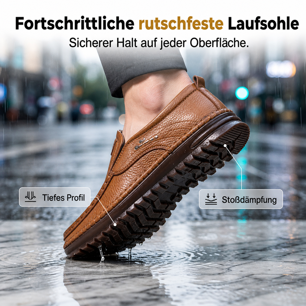 Eleganter Slip-on-Loafer für Herren, Rückansicht