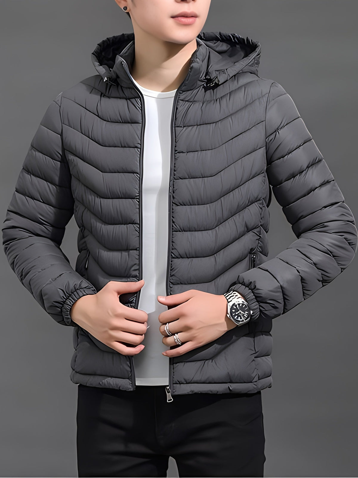 Wärmende Herrenjacke mit gestepptem Design