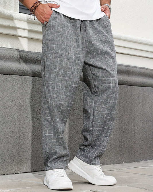 Herren-Karohose mit geradem Bein und Taschen in Regular Fit, Vorderansicht