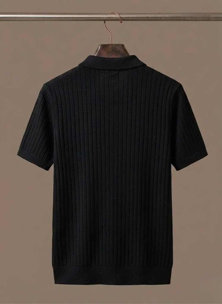 Tom Hollinger | Herren Rippenstrick Poloshirt Leicht Sommer Freizeit