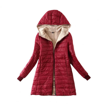 Quilted hooded jacket with fleece lining