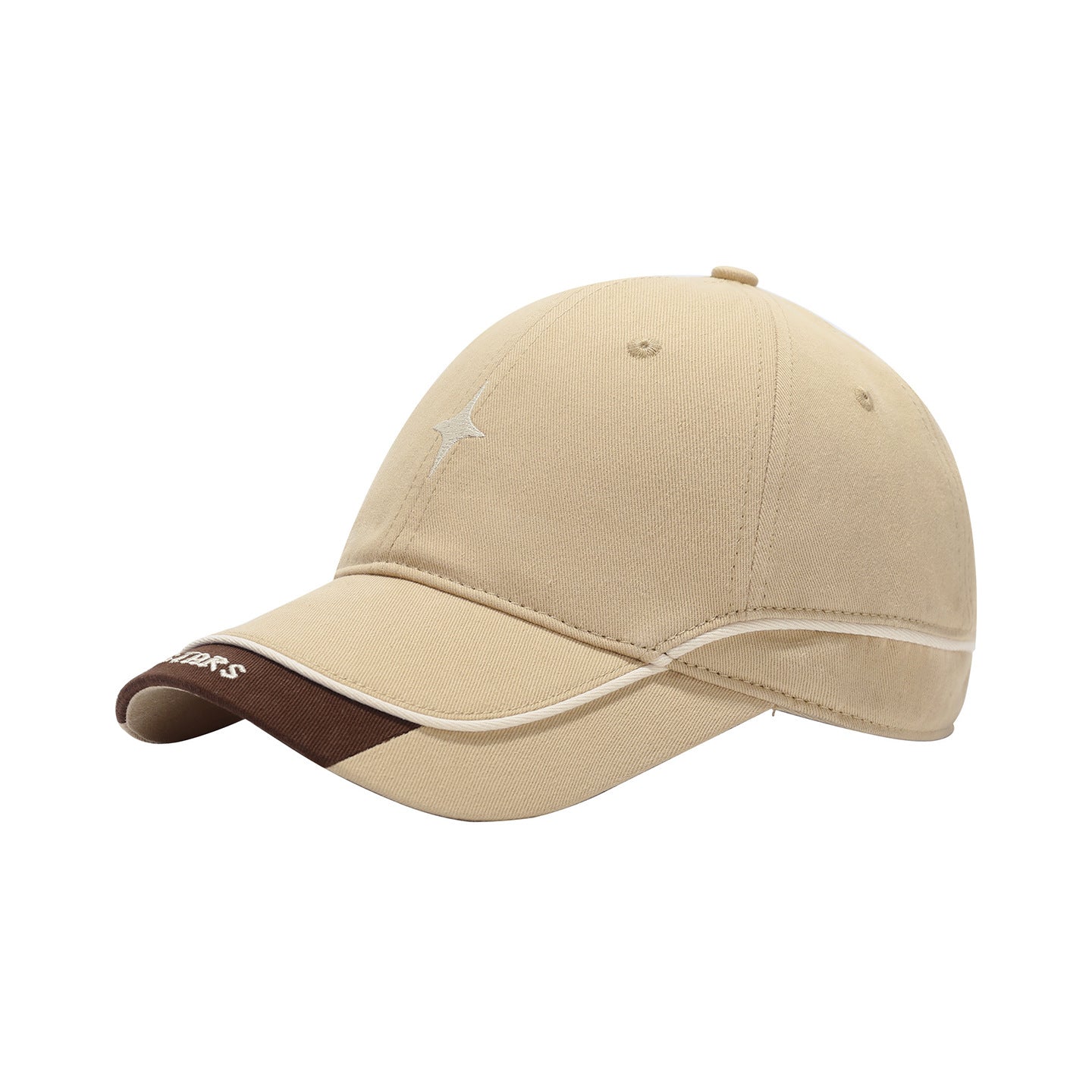 Unisex-Baseballkappe mit Sternstickerei auf hellem Hintergrund
