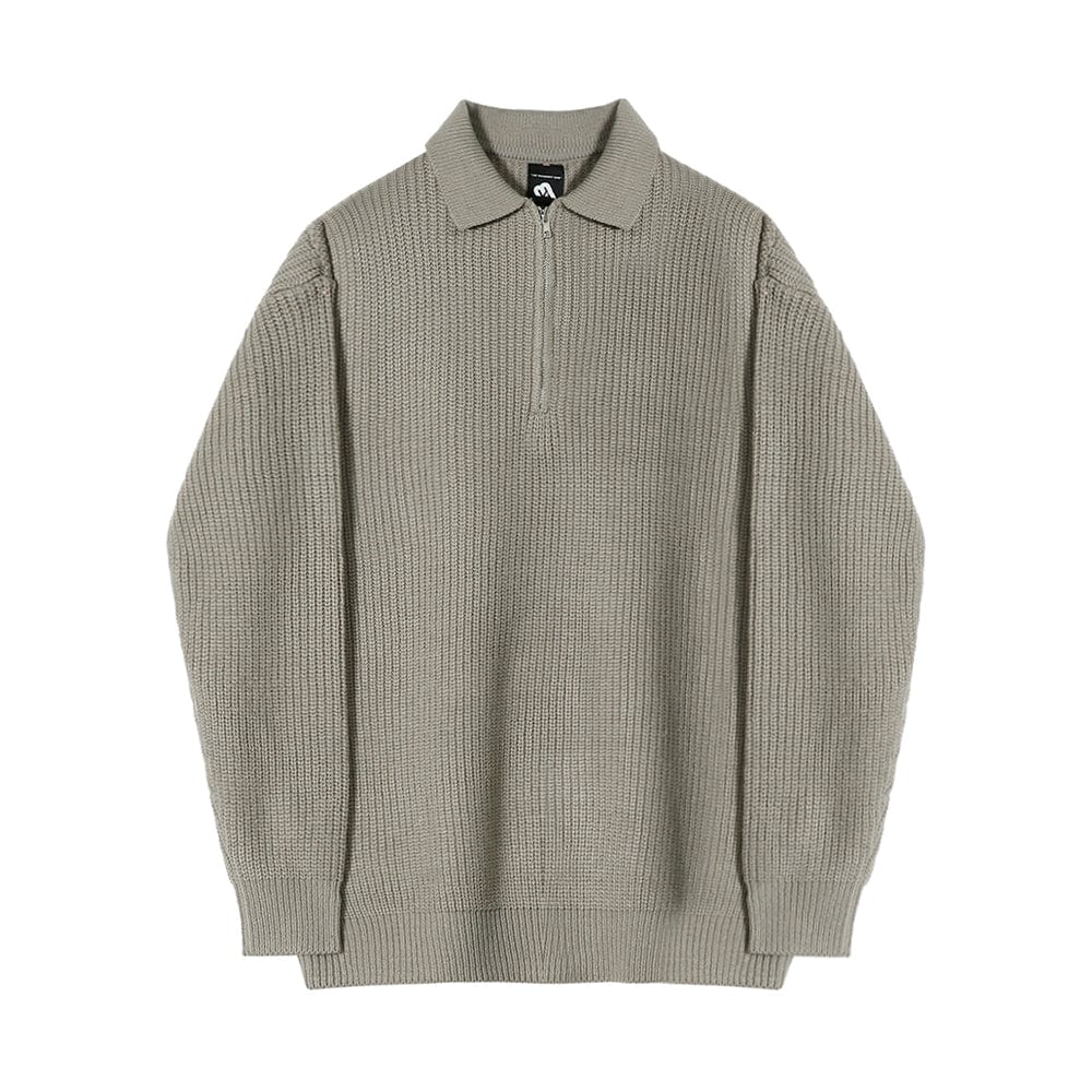 Tom Hollinger | Gemütlicher gestrickter Pullover mit halbem Reißverschluss und verstellbarem Kragen