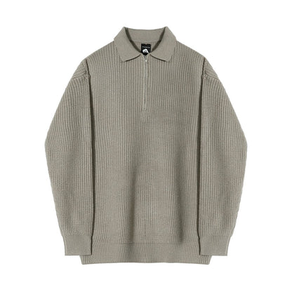Tom Hollinger | Gemütlicher gestrickter Pullover mit halbem Reißverschluss und verstellbarem Kragen