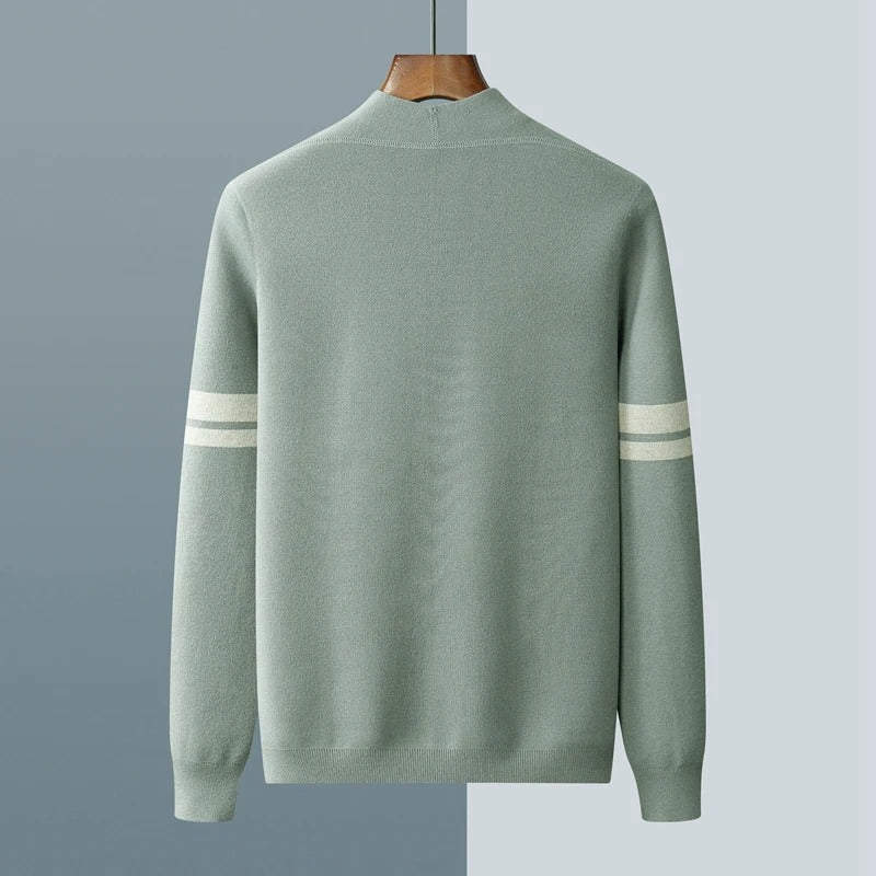 Tom Hollinger | Herren Merino-Mischung Cardigan mit gestreiften Ärmeln und aufgesetzten Taschen