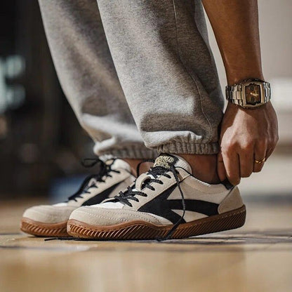 Herren Wildleder Stoff Retro Turnschuhe Braun