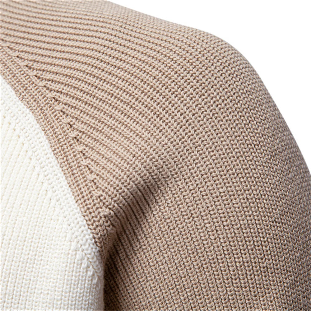 Herren Baumwoll-Pullover mit Stehkragen und Viertelreißverschluss
