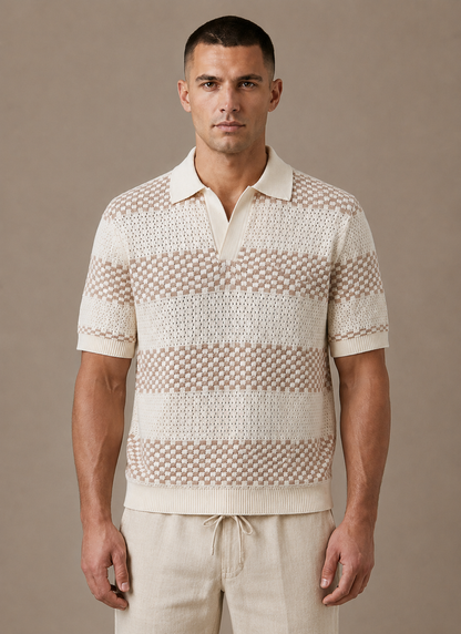 Tom Hollinger | Herren gestreiftes atmungsaktives Baumwoll-Poloshirt