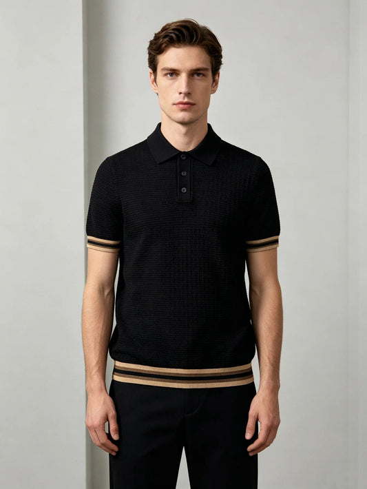 Men's Slim Fit Lightweight Breathable Polo Shirt Black