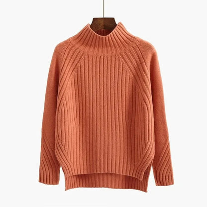 Ribbed turtleneck sweater with relaxed fit