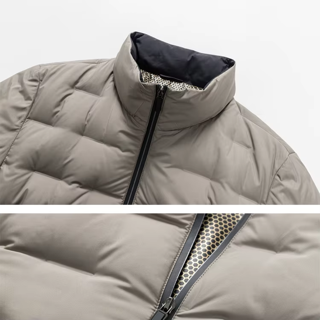 Nahaufnahme des Kragens der Herren-Steppjacke